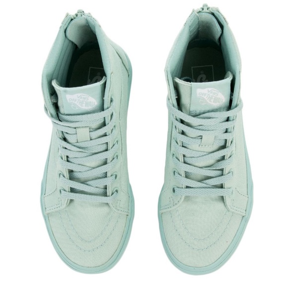 NWT Vans KS8-Hi Zip (Mono) sparkly TEAL / TURQUOISE / MINT VANS GIRL OR BOY - Picture 4 of 12